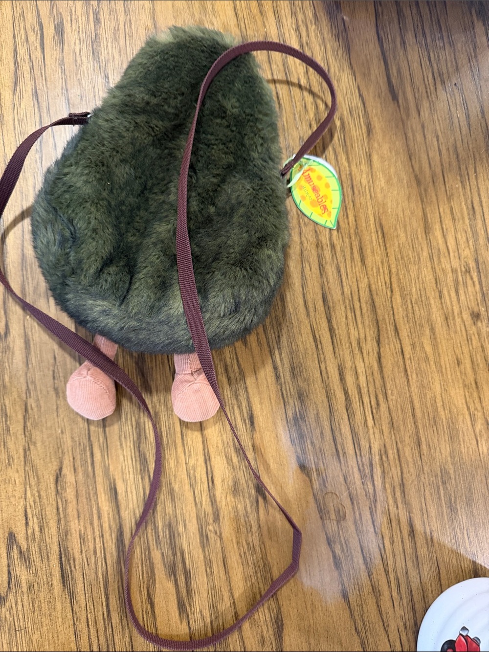 Plush Avocado Crossbody Bag - Green with Brown Pit - Picture 2 of 4